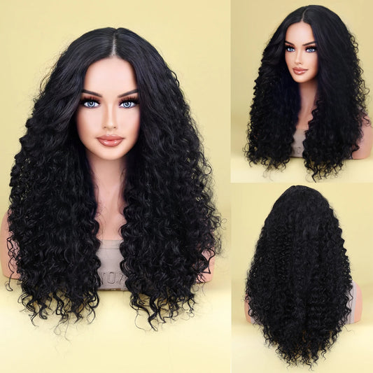 26-inch Women's Black Long Curly Wig