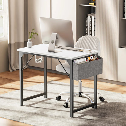 Modern Computer Desk – Sturdy Writing & Gaming Table with Storage Bag & Hook