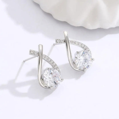 Elegant Crystal Cross Stud Earrings