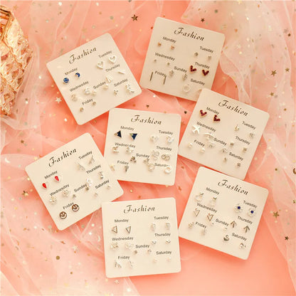 Silver Mini Stud Earrings Set