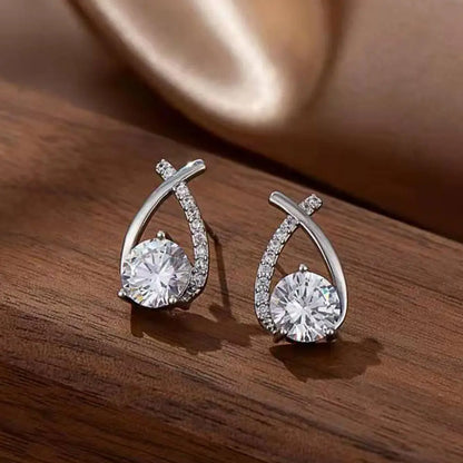 Elegant Crystal Cross Stud Earrings