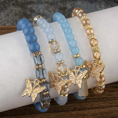 4Pcs Butterfly Beaded Bracelet Set