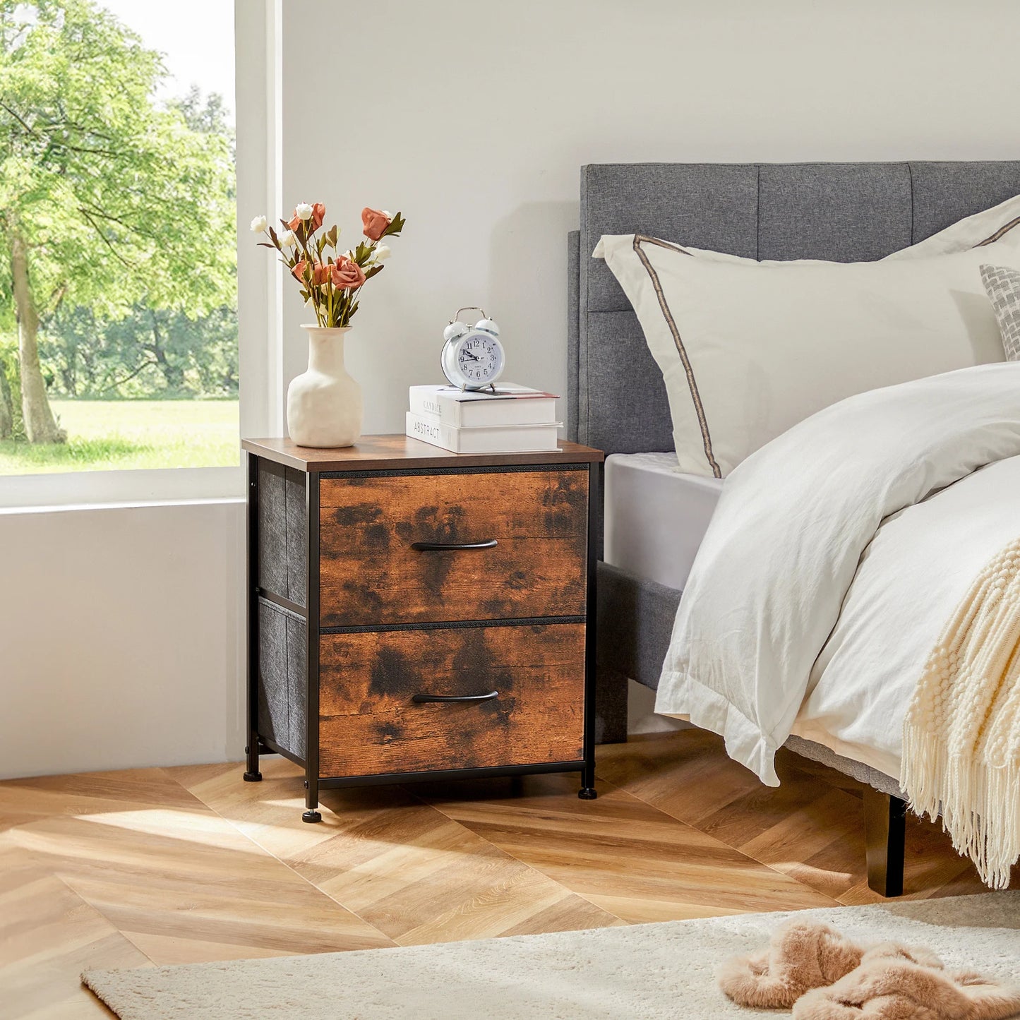 Modern Bedside Table with Storage for Bedroom