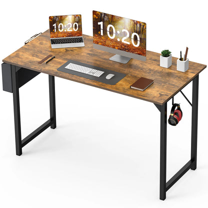 Modern Computer Desk – Sturdy Writing & Gaming Table with Storage Bag & Hook