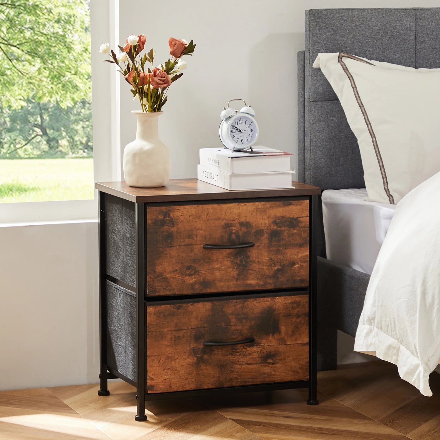 Modern Bedside Table with Storage for Bedroom