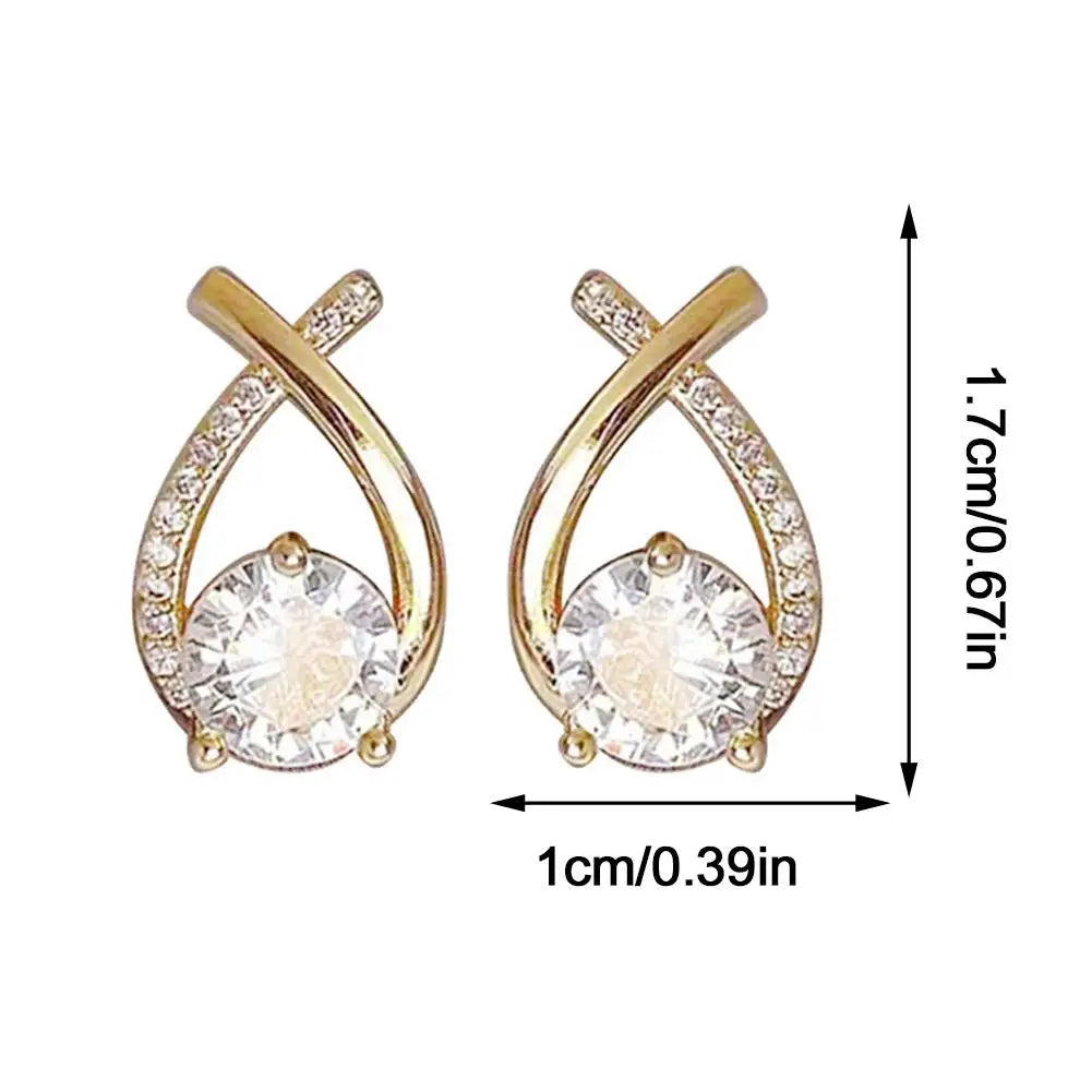 Elegant Crystal Cross Stud Earrings