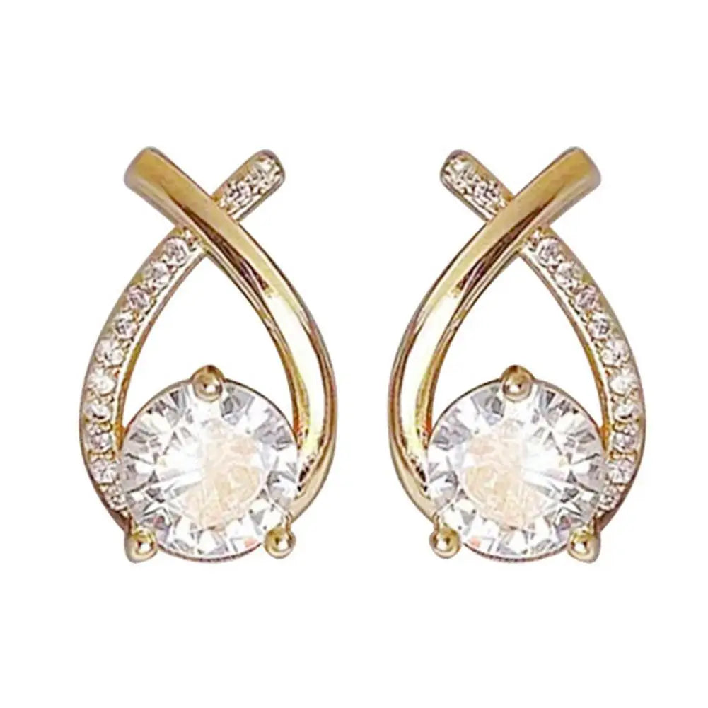 Elegant Crystal Cross Stud Earrings