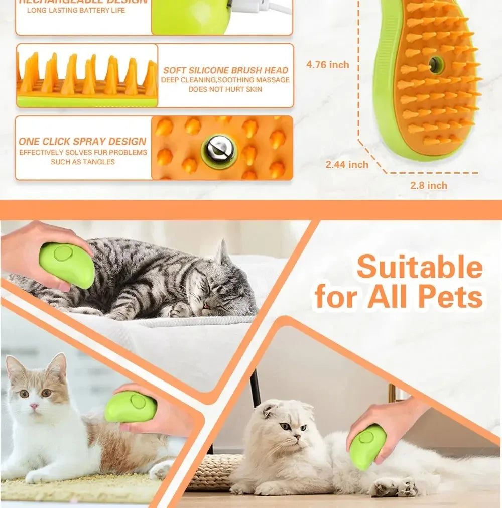 3-in-1 Electric Pet Steamy Brush