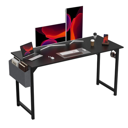 Modern Computer Desk – Sturdy Writing & Gaming Table with Storage Bag & Hook