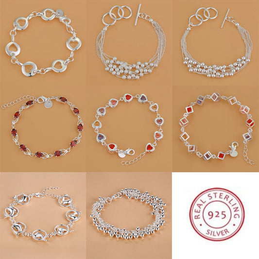 925 Sterling Silver Beaded Bracelet