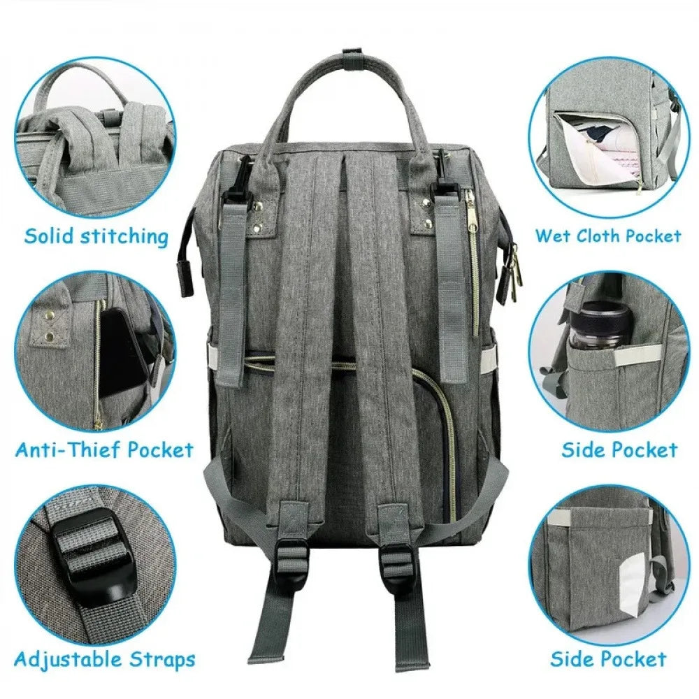 Waterproof Diaper Bag Backpack with USB Charging Port