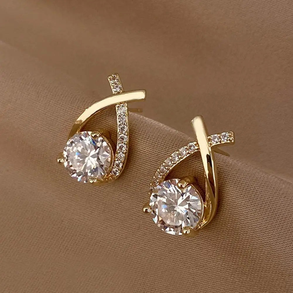 Elegant Crystal Cross Stud Earrings