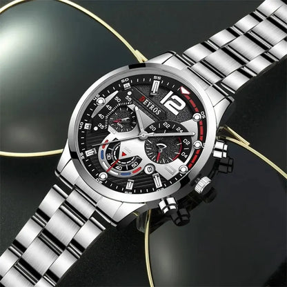 2pcs Men's Silver Quartz Watch