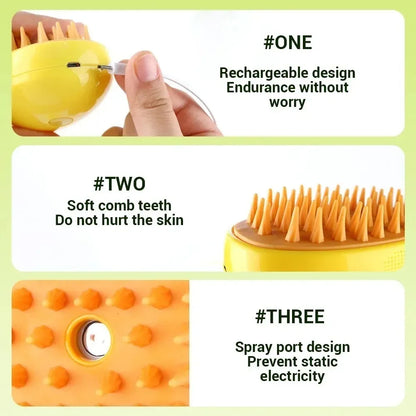 3-in-1 Electric Pet Steamy Brush