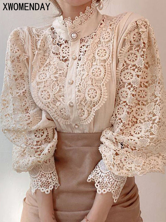 Women’s Chiffon Lace Turtleneck Shirt