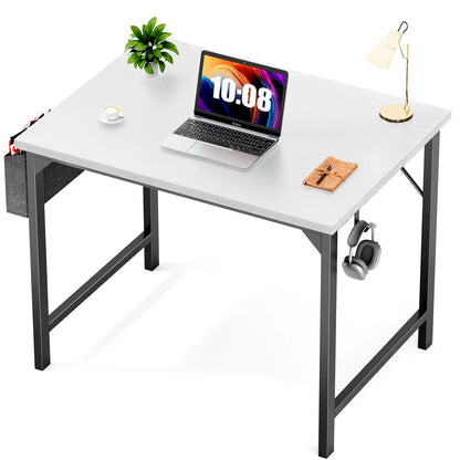 Modern Computer Desk – Sturdy Writing & Gaming Table with Storage Bag & Hook