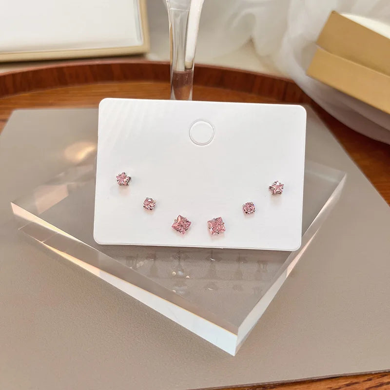 Silver Mini Stud Earrings Set