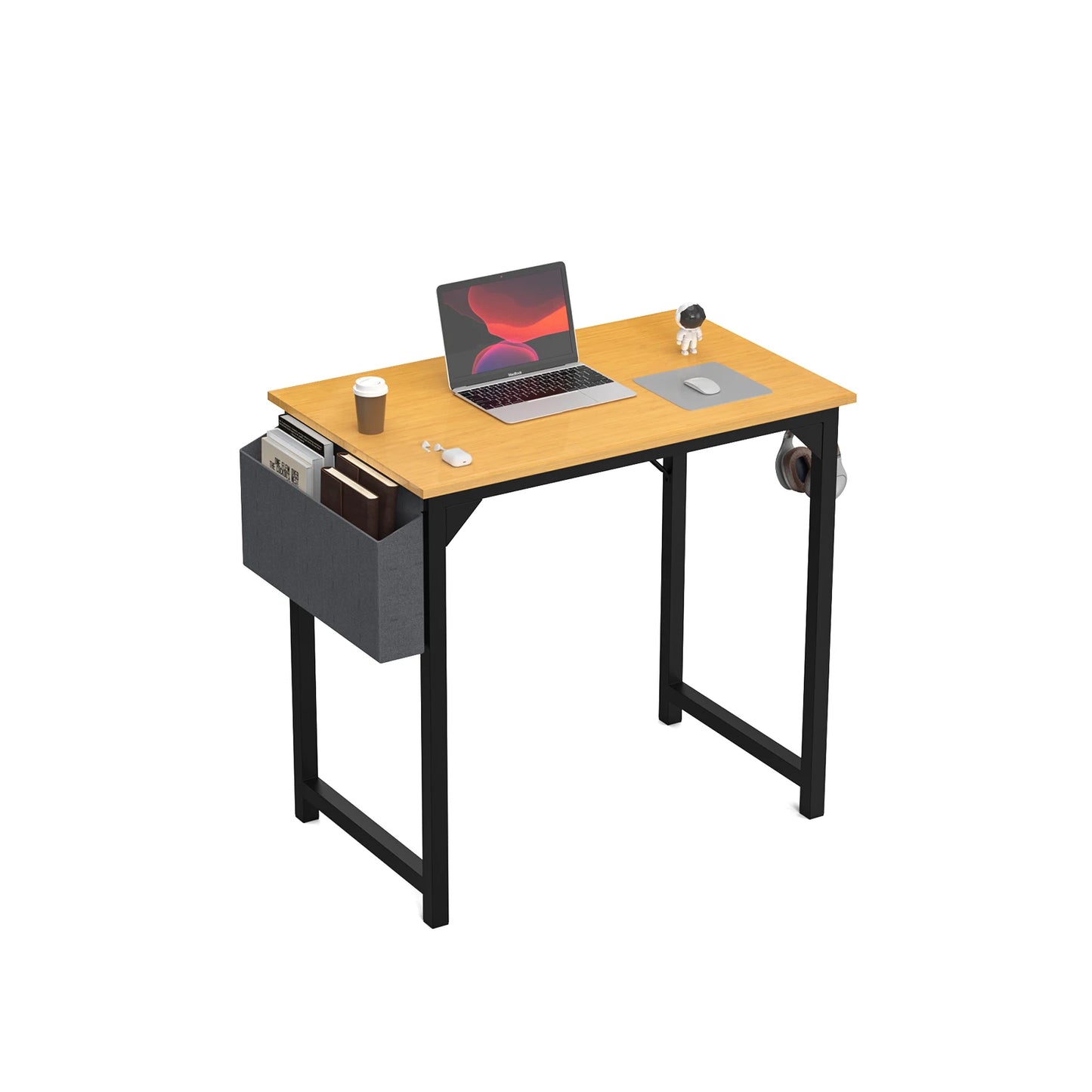 Modern Computer Desk – Sturdy Writing & Gaming Table with Storage Bag & Hook